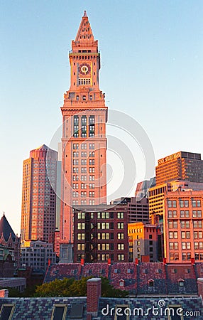 2000 Boston Skyline and Custom House Tower Editorial Stock Photo