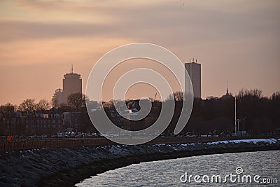 Boston sunset castle island sothie Editorial Stock Photo