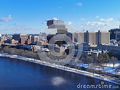 Boston University in winter, Boston, MA, USA Stock Photo