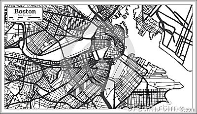 Boston USA City Map in Retro Style. Outline Map. Stock Photo