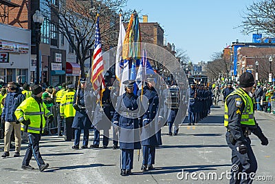 US Air Force March in Saint Patrick`s Day parade Boston, USA Editorial Stock Photo