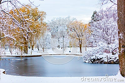 Boston winter wonderland. Stock Photo
