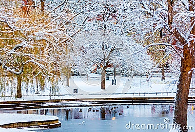 Boston winter wonderland. Stock Photo