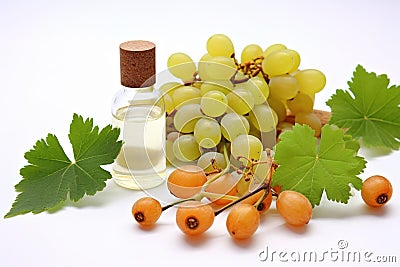 Boswellia carterii essential oil and fresh fruits Stock Photo