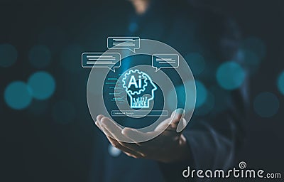 bot artificial intelligence open for customers, AI chat digital technology and business communication. concept command prompt Stock Photo
