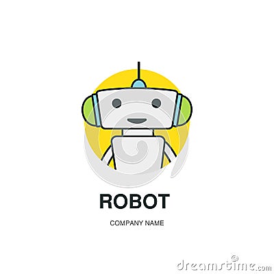 Cute robot logotype Vector Illustration