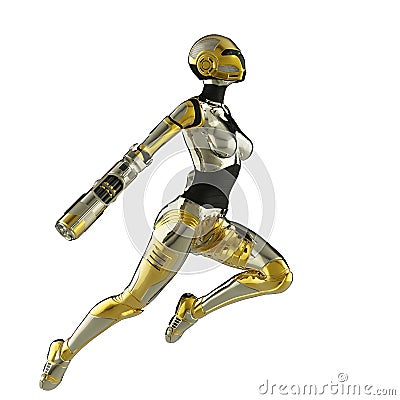 Bot soldier jumping Stock Photo