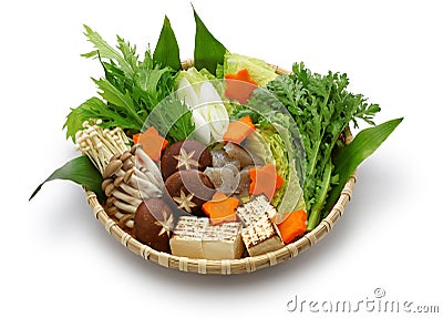 Botan nabe ingredients, japanese wild boar hot pot Stock Photo