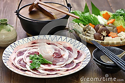 Botan nabe, japanese wild boar hot pot Stock Photo