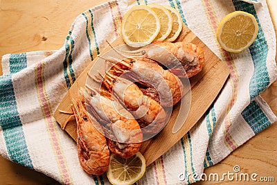 ice tasty botan shrimp and lemon Stock Photo