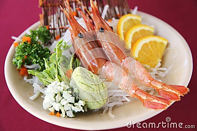 Botan Shrimp sashimi set Stock Photo