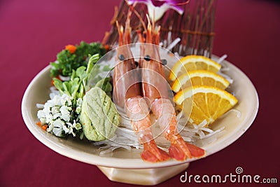 Botan Shrimp sashimi set Stock Photo