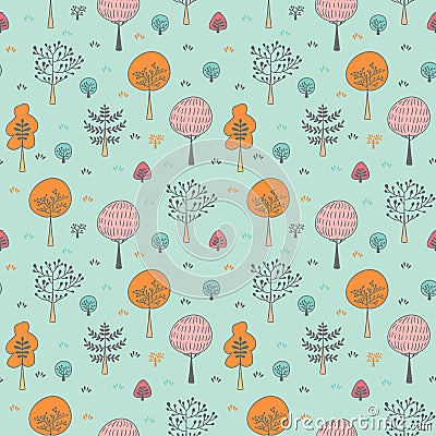 Botanic design texture in colors of pink, blue and orange Vector Illustration