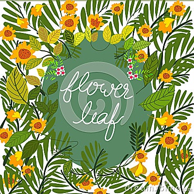 Botanic flowers and leaves frame with oval shape in the middle.card ,picture frame, print,picture book, organic prints. hand drawn Vector Illustration