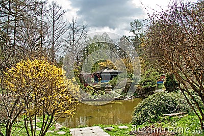 Japanese garden in Cluj Napoca botanic garden Stock Photo