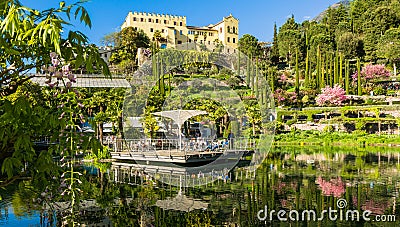 The Botanic Gardens of Trauttmansdorff Castle, Merano, south tyrol, Italy, offer many attractions with botani Editorial Stock Photo