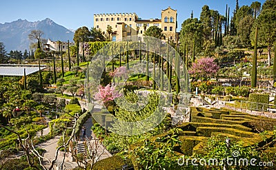 The Botanic Gardens of Trauttmansdorff Castle, Merano, south tyrol, Italy, Stock Photo