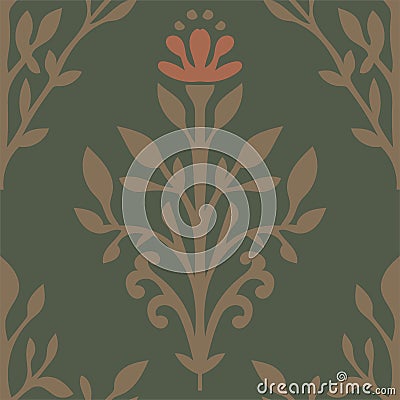 Botanic motif with blossom flower and leaves Vector Illustration