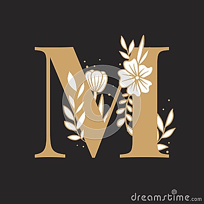 Botanical capital letter M vector Vector Illustration
