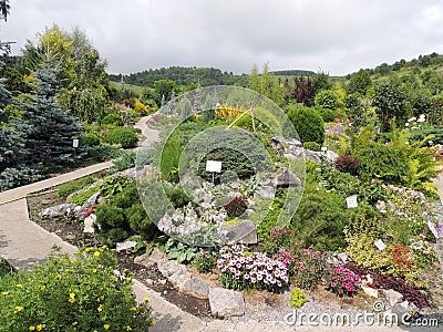 Botanical garden many plants sidewalks summer Stock Photo