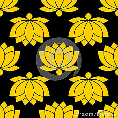 Botanical Lotus flower seamless pattern vector illustration Vector Illustration