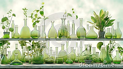 Botanical medicine experiments in the laboratory, using plants to test plant growth. Ecology. Bioengineering Stock Photo