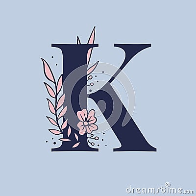 Botanical capital letter K vector Vector Illustration