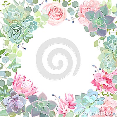 Botanical style banner with flower mix Vector Illustration