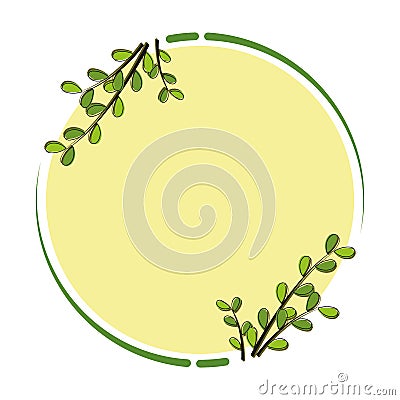 Green Round Text Box with Nature Leaves Vector Frame Isolated in White Background Vector Illustration