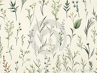 Botanical William morriss pattern background. Simple and minimalistic. Made with Generative AI. Stock Photo