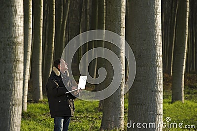 Botanist working outdoors Stock Photo