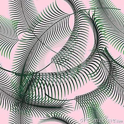 Botany palm leaves on pink trendy background seamless pattern. Vector Illustration
