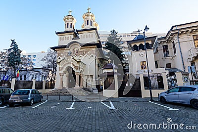 Boteanu Orthodox Church (Biserica Ortodoxa Boteanu) in the old city center in a sunny winter Editorial Stock Photo