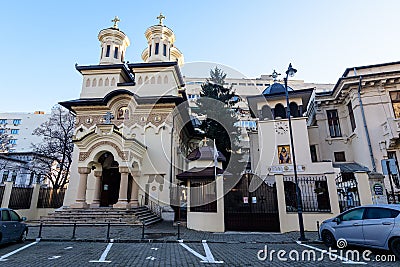 Boteanu Orthodox Church (Biserica Ortodoxa Boteanu) in the old city center in a sunny winter Editorial Stock Photo