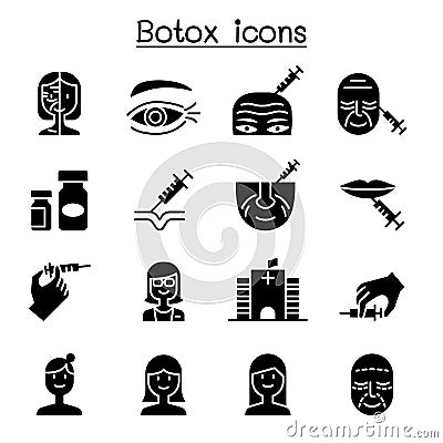Botox , Anti aging icon set Vector Illustration
