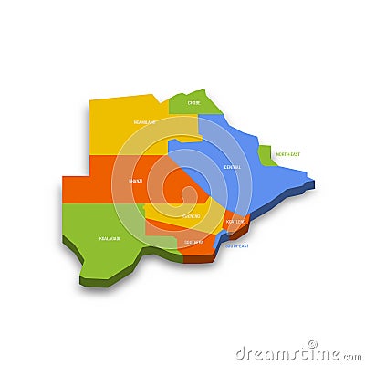 Botswana political map of administrative divisions Vector Illustration