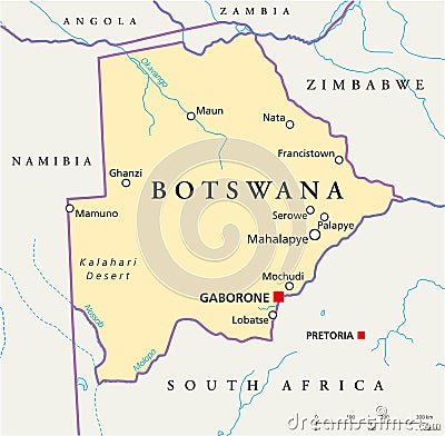 Botswana Political Map Vector Illustration