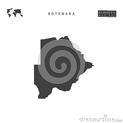 Botswana Vector Map Isolated on White Background. High-Detailed Black Silhouette Map of Botswana Vector Illustration
