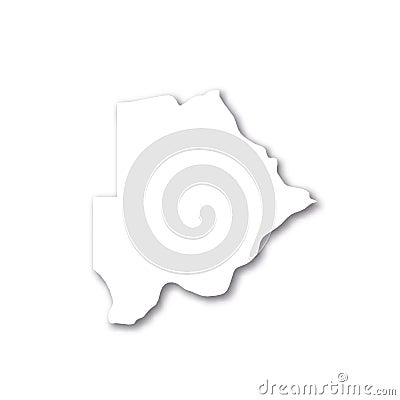 Botswana - white 3D silhouette map of country area with dropped shadow on white background. Simple flat vector Cartoon Illustration