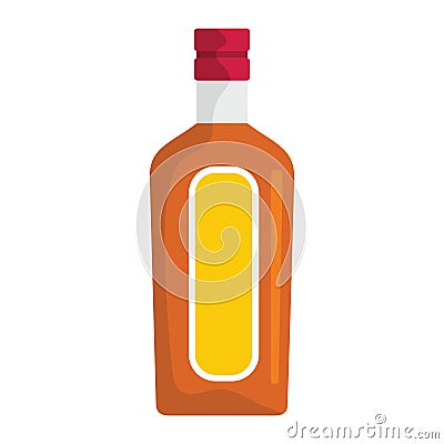 Bottle with alcoholic drinks isolated on white background Vector Illustration