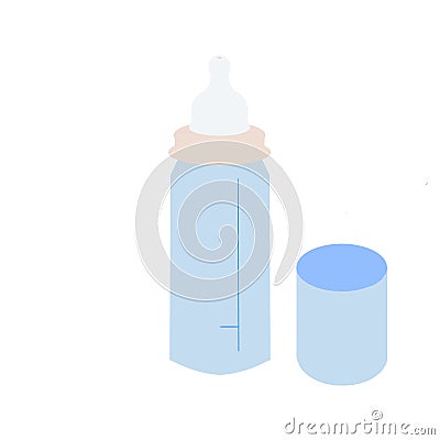 Bottle for baby, cold milk and tea Cartoon Illustration