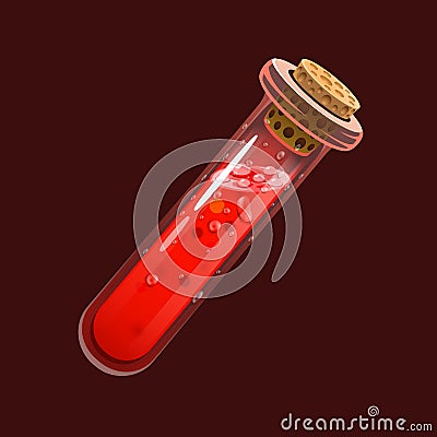 Bottle of blood. Game icon of magic elixir. Interface for rpg or match3 game. Blood or life. Small variant. Vector Illustration