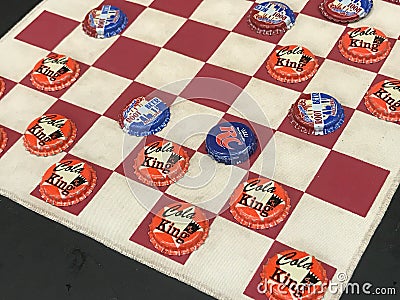 Bottle Cap Checkers Game Editorial Stock Photo