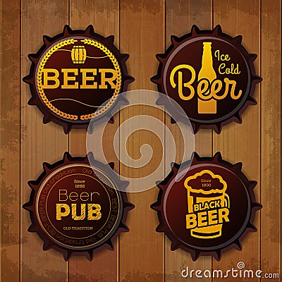 Bottle cap Design. Beer labels Vector Illustration