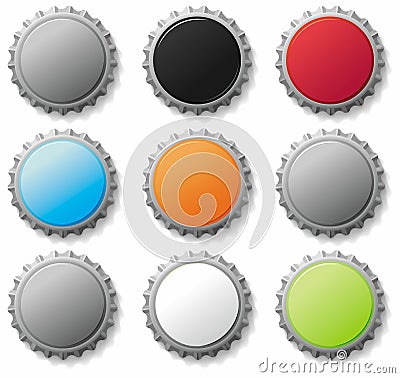 Bottle caps 3- vector set Vector Illustration