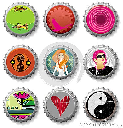 Bottle caps 4- vector set Vector Illustration