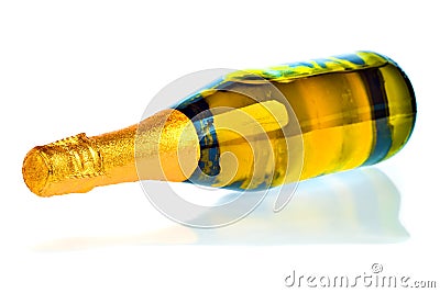 Bottle of champagne or cava on a white background Stock Photo