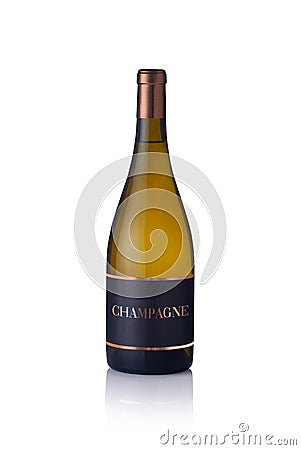 Bottle of champagne isolated on a white background Editorial Stock Photo