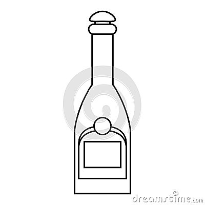 Bottle champagne plastic cork outline Vector Illustration