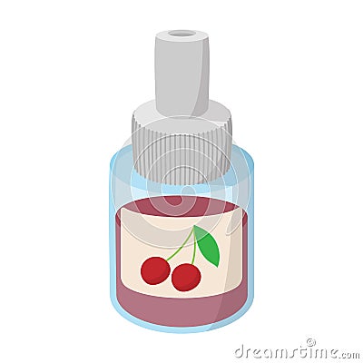 Bottle of cherry flavor for electronic cigarette Stock Photo